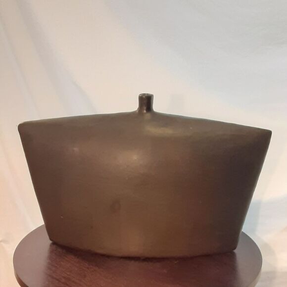 Modern Large Vase w/ Gold Egyptian Glyphs & Red Decorative Panels - Picture 2 of 7